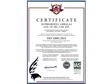  ISO 14001-2015 CERTIFICATE